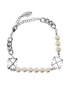 Off-white Pearl Cross Bracelet In Metallic