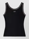 Off-white Pearl Embellished Ribbed Tank Top