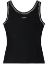 Off-white Pearl Embellished Ribbed Tank Top In Multicolor