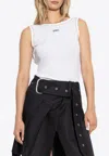 Off-white Pearl-embellished Ribbed Tank Top In White