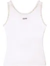 Off-white Pearl-embellished Ribbed Tank Top In White