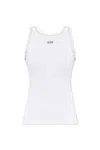 Off-white Pearl-embellished Ribbed Tank Top In White