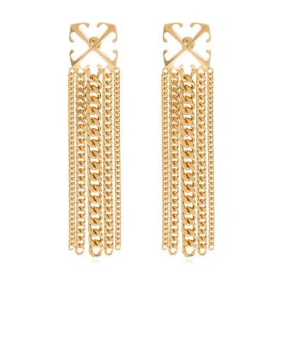 OFF-WHITE OFF-WHITE LOGO PLAQUE CHAINED EARRINGS