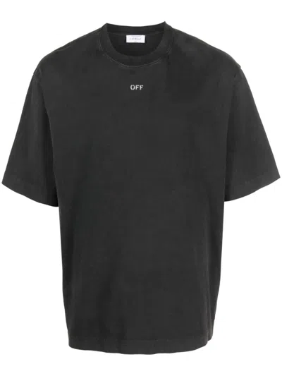 Off-white People-print Cotton T-shirt In Nero/grigio
