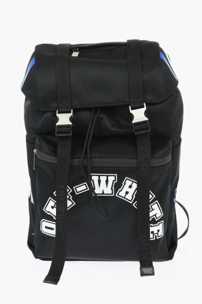 Off-white Perforated Nylon Hiking Backpack With Contrasting Details