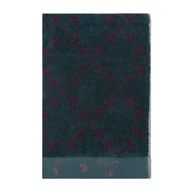 Off-white Petrol Green Towel With Logo Home