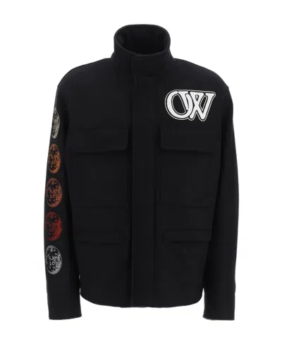 Off-white Phase Varsity Wool-blend Jacket In Black