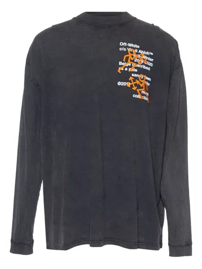 Pre-owned Off-white Pictogram-print Long-sleeve Top In Gray
