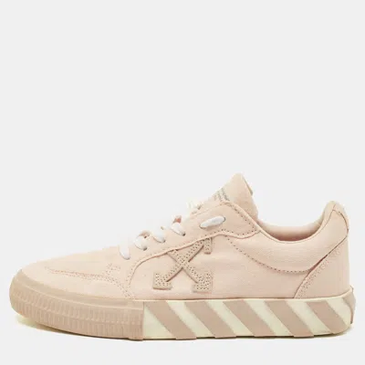 Off-white Pink Canvas Vulcanised Lace Up Sneakers In Neutral