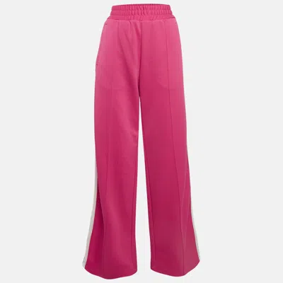 Pre-owned Off-white Pink Cotton Jersey Side Striped Track Pants L
