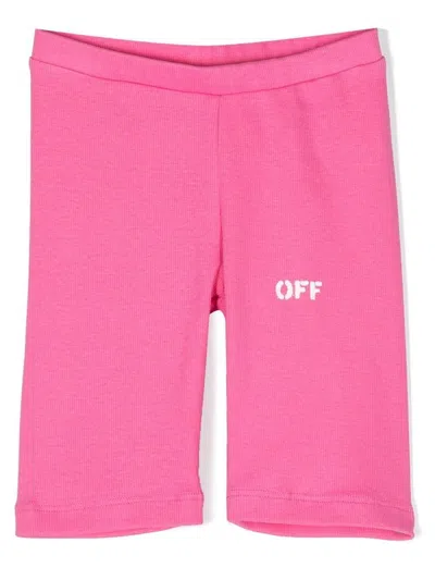 Off-white Kids' Pink Cotton Shorts In Fuchsia
