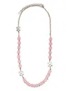 Off-white Pink Flowera Beads Chocker In Pink