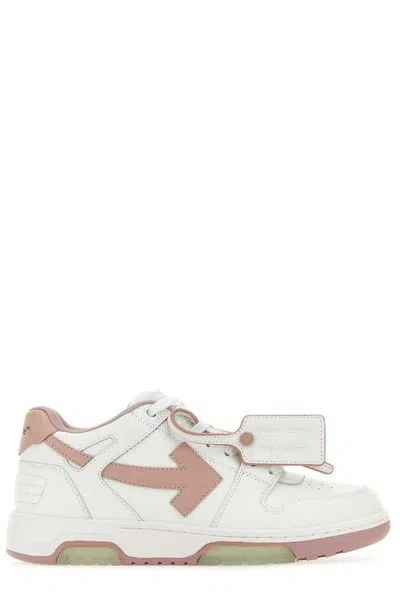 OFF-WHITE PINK LOW-TOP SNEAKERS WITH COLOR-BLOCK DESIGN AND SIGNATURE ACCENTS