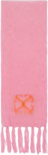 Off-white Pink Mohair Scarf In Sea Pink Muskmelon
