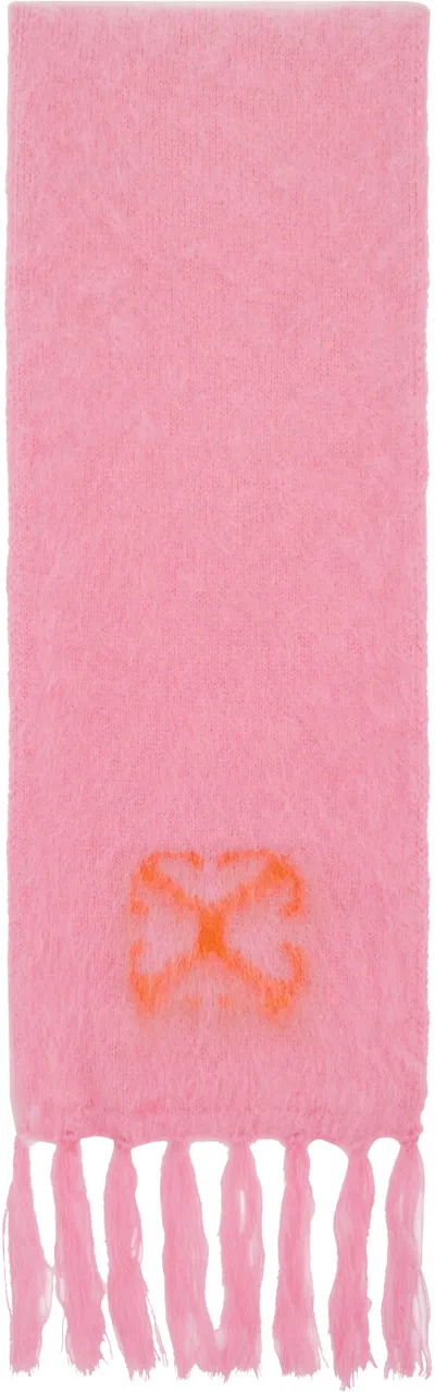 Off-white Pink Mohair Scarf In Sea Pink Muskmelon