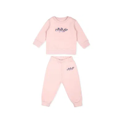 Off-white Pink Suit For Baby Girl With Logo