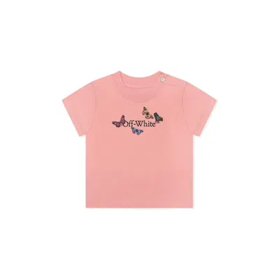 OFF-WHITE PINK T-SHIRT FOR BABY GIRL WITH LOGO