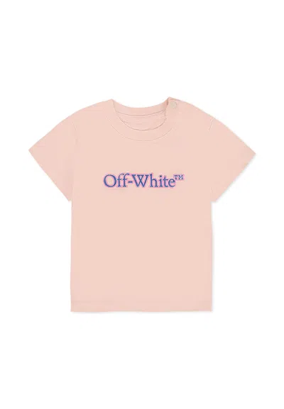OFF-WHITE PINK T-SHIRT FOR BABY GIRL WITH LOGO