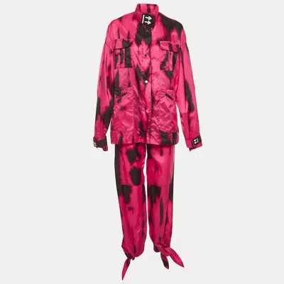 Pre-owned Off-white Pink/black Tiger Dye Nylon Jacket And Pants Suit M/l