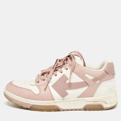 Pre-owned Off-white Pink/white Leather Lace Up Trainers Size 40