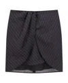 Off-white Pinstripe Draped Miniskirt In Black