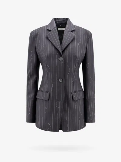 Off-white Pinstripe Fabric Blazer With Shoulder Pads