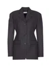Off-white Off White Pinstriped Blazer In Grey