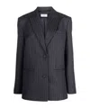 Off-white Pinstripe-pattern Virgin Wool-blend Blazer In Black