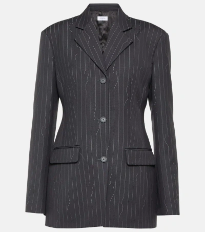 OFF-WHITE PINSTRIPE SINGLE-BREASTED BLAZER