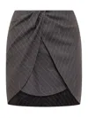 Off-white Wool Blend Skirt With Revisited Pinstriped Motif In Grey