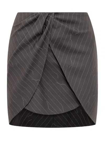 OFF-WHITE PINSTRIPE TWIST SKIRT