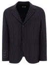 Off-white Pinstriped Blazer With Structured Silhouette