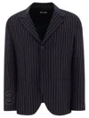 Off-white Pinstriped Blazer With Structured Silhouette In Blue