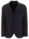 Off-white Pinstriped Blazer With Structured Silhouette In Blue