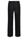 Off-white Number-print Pinstriped Slim-cut Trousers In Black