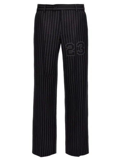 OFF-WHITE PINSTRIPED STRAIGHT LEG PANTS