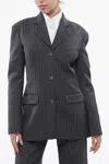 Off-white Off White Pinstriped Blazer In Grey