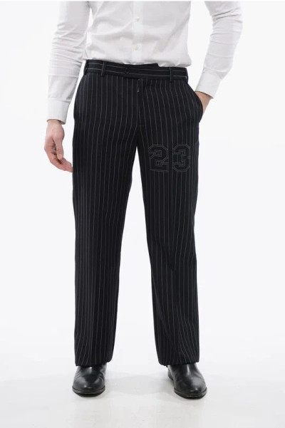 Off-white Pinstriped Wool Blend 23 Slim Fit Pants