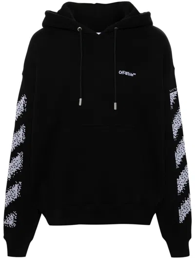 Off-white Brand-embroidery Kangaroo-pocket Relaxed-fit Cotton-jersey Hoody In Schwarz