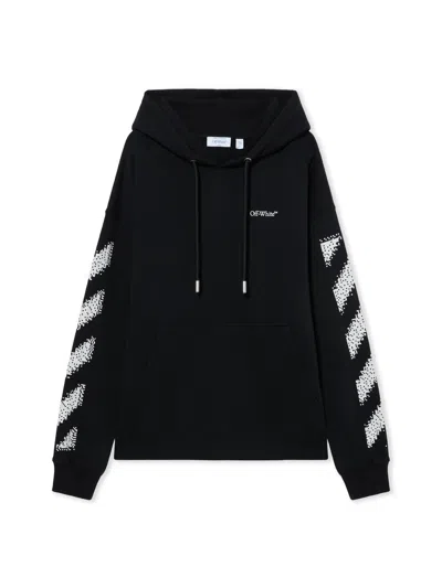 Off-white Pixel Diagonal Skate Hoodie In Black