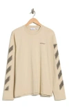 Off-white Pixel Diagonal Skate Long Sleeve T-shirt In Brown