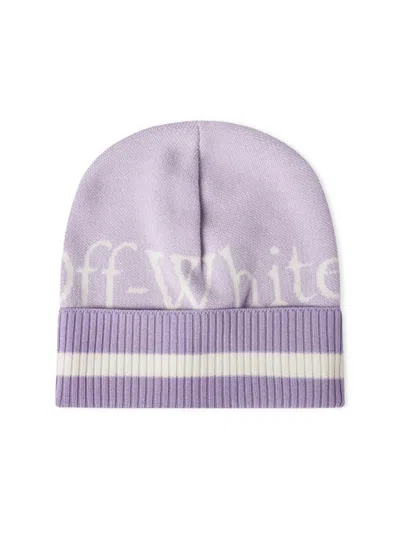 Off-white Pixel Logo Beanie In Purple