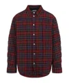 Off-white Long-sleeve Button-up Shirt With Plaid Pattern In Burgundy