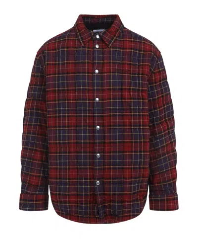 OFF-WHITE QUILTED PLAID SHIRT JACKET