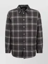 Off-white Grey Shirt With Logo Lettering On The Front And All-over Check Motif In Cotton Man In Multi