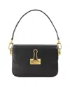 Off-white Plain Binder Leather Shoulder Bag In Black