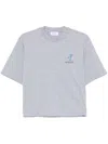 Off-white Gray Cotton T-shirt With Print On The Back