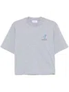 Off-white Gray Cotton T-shirt With Print On The Back In Grey