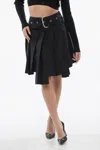 Off-white Pleated Asym Mini Skirt With Maxi Buckle In Black
