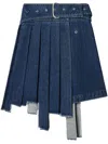 OFF-WHITE OFF-WHITE PLEATED ASYMMETRIC DENIM SKIRT